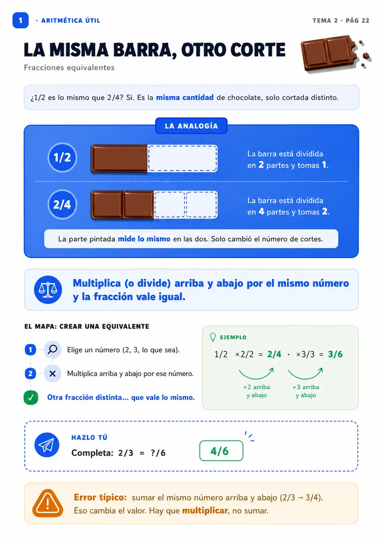 Aritmética: fracciones con la barra de chocolate